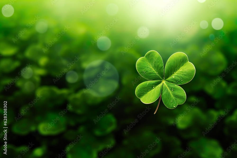 four leaf clover on green shamrock background | Generative AI