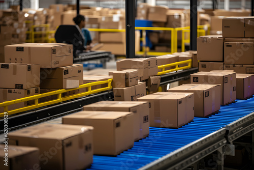 boxes on conveyor belt at shipment facility © VIX