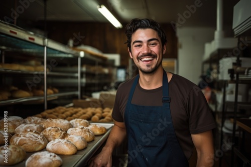 A man pastry, looking is happy and professional. Generative AI