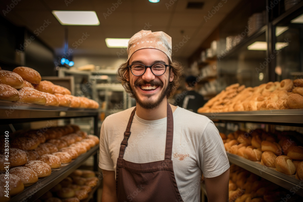 A man pastry, looking is happy and professional. Generative AI