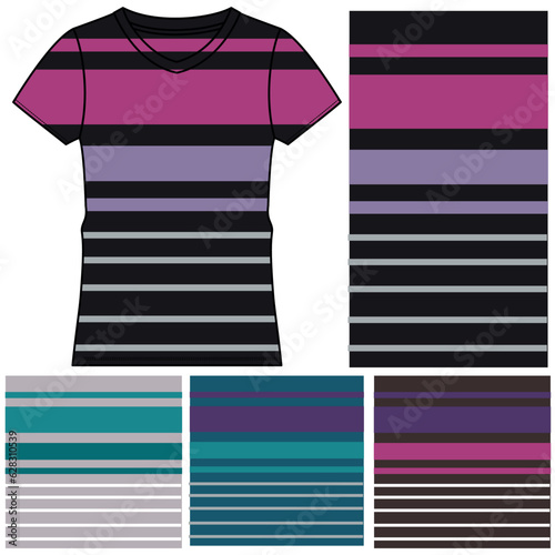 T shirt apparel template, fashion flat illustration vector. basic striped T pants.
