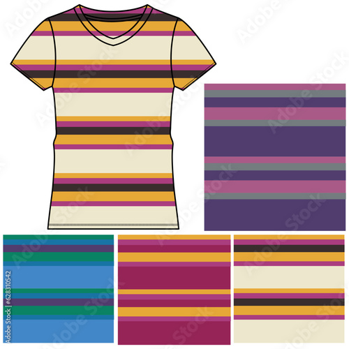 T shirt apparel template, fashion flat illustration vector. basic striped T pants.