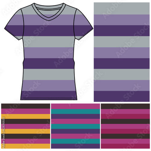 T shirt apparel template, fashion flat illustration vector. basic striped T pants.