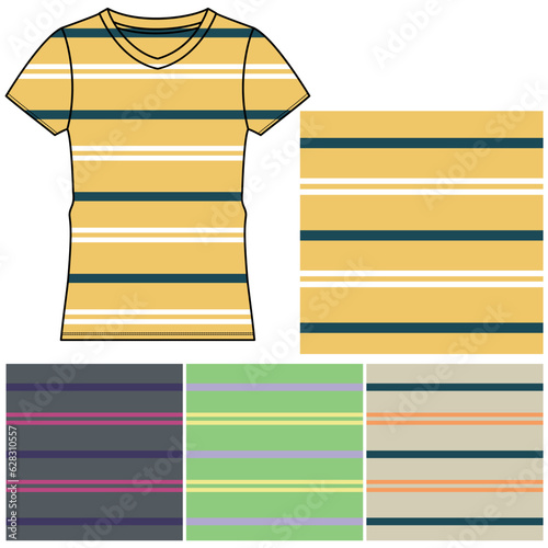 T shirt apparel template, fashion flat illustration vector. basic striped T pants.