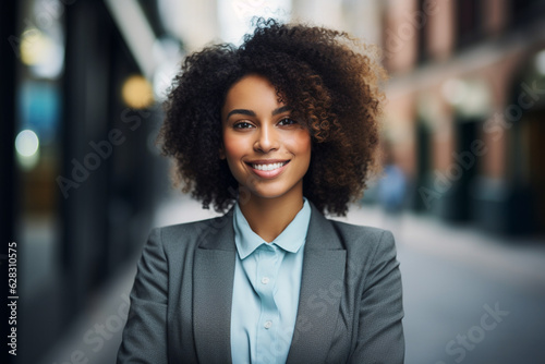 young beautiful african american businesswoman smiling with positivity expression. Business achievement. job success concept. AI generated image