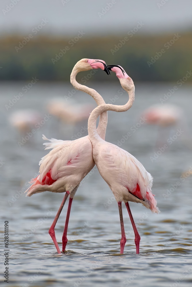 Obraz premium Greater flamingo (Phoenicopterus roseus) in natural habitat