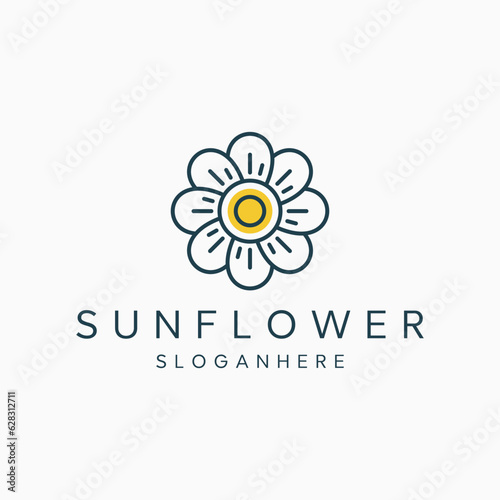 Sunflower logo Template Nature icon design vector illustration