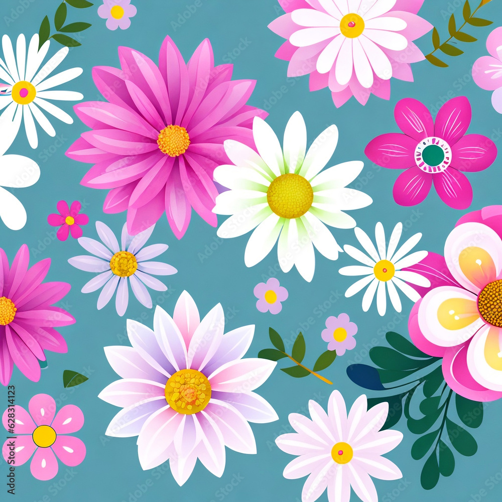 seamless pattern with flowers. Generative AI seamless pattern with flowers. Generative AI