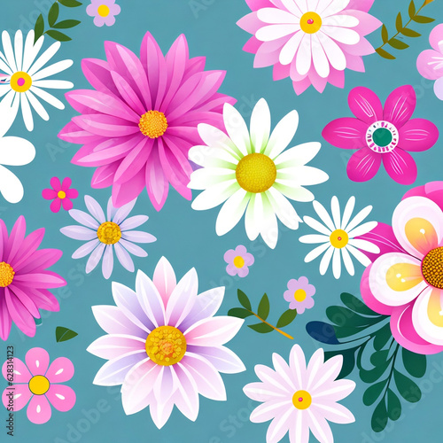 seamless pattern with flowers. Generative AI