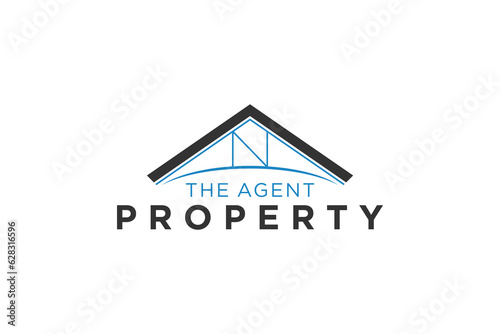 Real estate property logo design roof house element N initial letter icon symbol