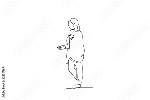 A homeless man stands asking for donations. Homeless one-line drawing