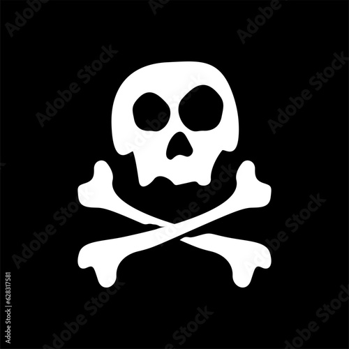skull cross bone logo design inspiration, Design element for logo, poster, card, banner, emblem, t shirt. Vector illustration