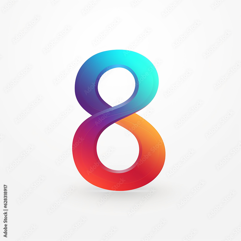 Obraz premium Number 8 written with generic flat illustration colorful logo design on white background