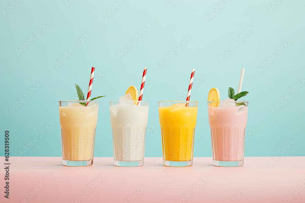 Colourful cocktail drinks in glasses Colourful cocktail drinks in glasses