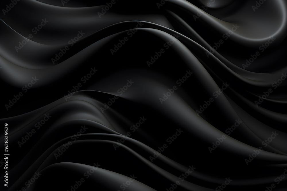 black silk background, abstract black wave background design, AI generate