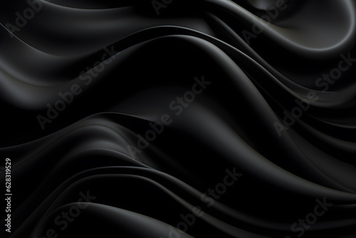 black silk background, abstract black wave background design, AI generate