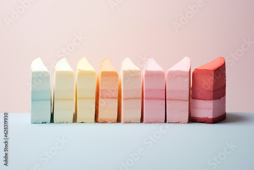 Colourful pastel colour of sliced cake