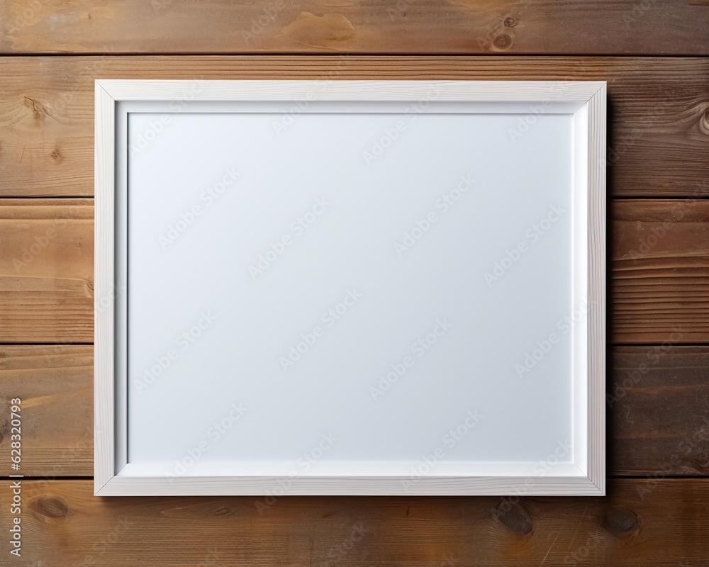 Blank mock up frame isolated on wooden background Blank mock up frame isolated on wooden background