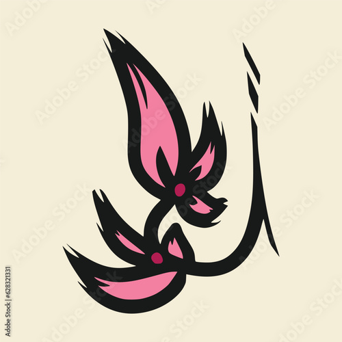 Minimalistic pink flower icon. nature logo concept