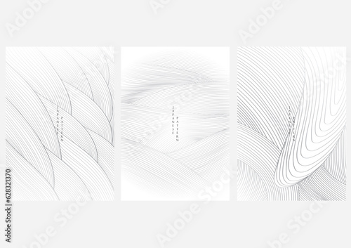 Abstract art background with line pattern vector. Hand drawn wave with grey banner design.