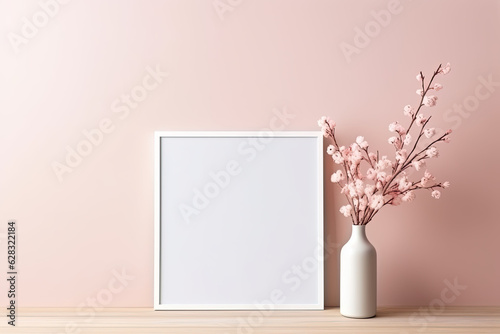 Photo frames on wall with simple decoration and furniture © grey