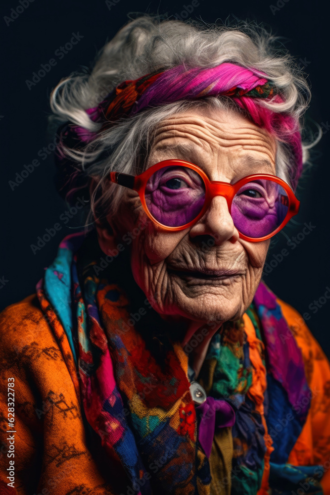 Funny old lady portrait. Generative AI Funny old lady portrait. Generative AI