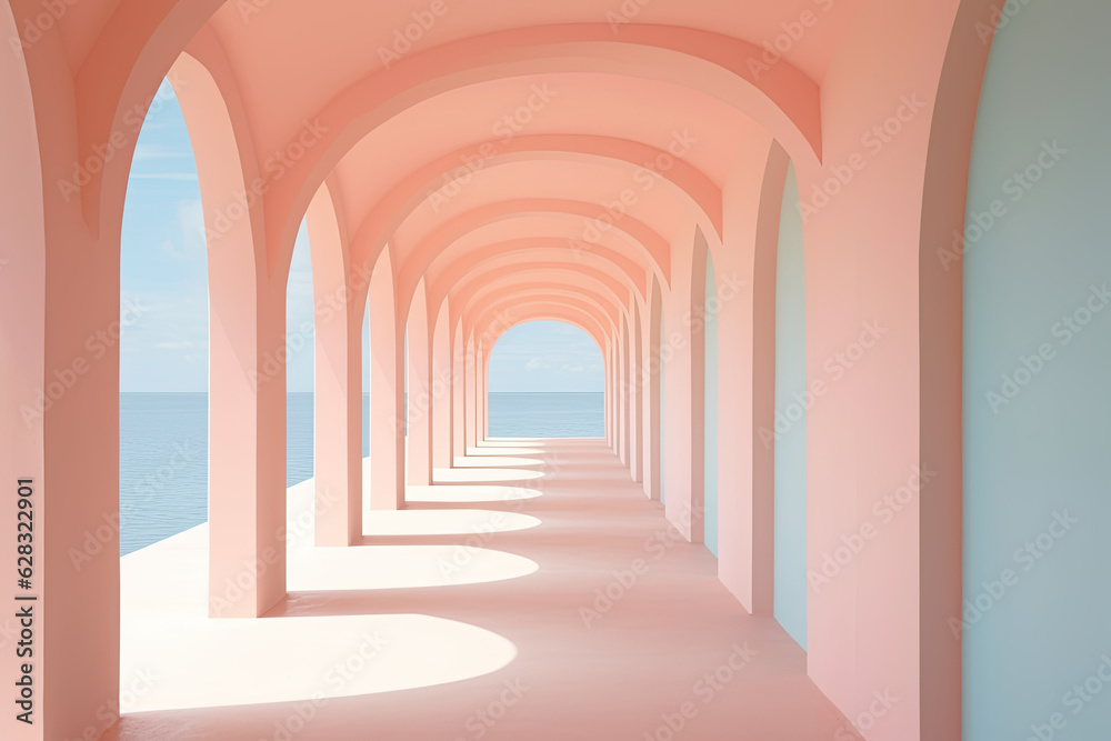 Colourful corridor with a long walkway design Colourful corridor with a long walkway design