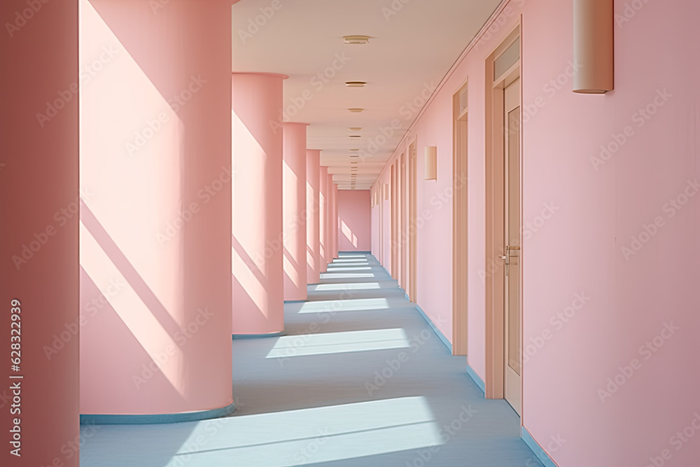 Fototapeta premium Colourful corridor with a long walkway design