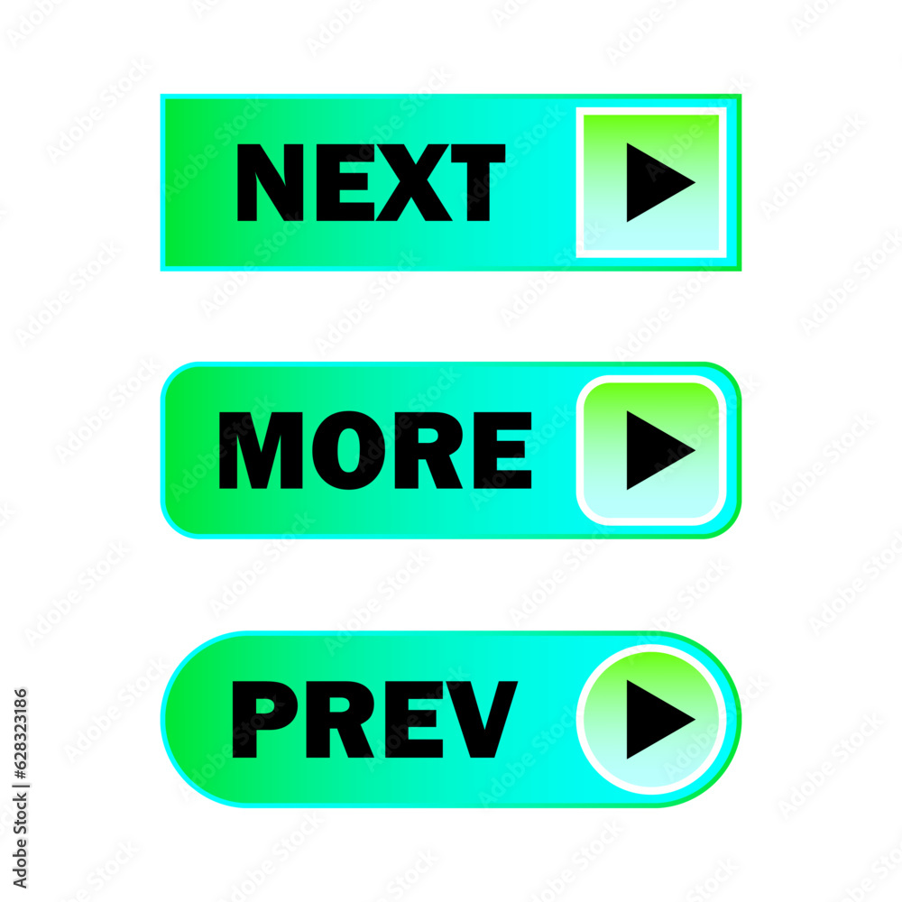 Previous, more, next button set. Vector illustration. EPS 10. Previous, more, next button set. Vector illustration. EPS 10.