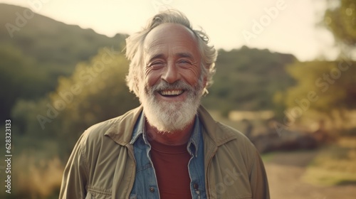 A man with a white beard and a smile on his face, created with Generative Ai Technology