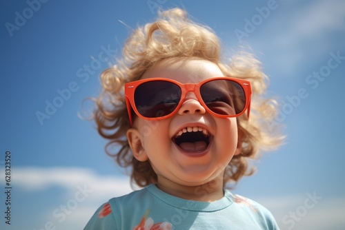 Happy smiling baby with sun...