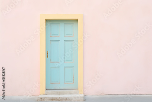 A door on a wall, clean and colourful design