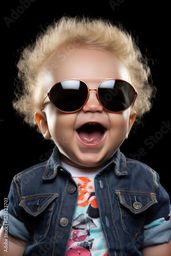 Happy smiling baby with sun...