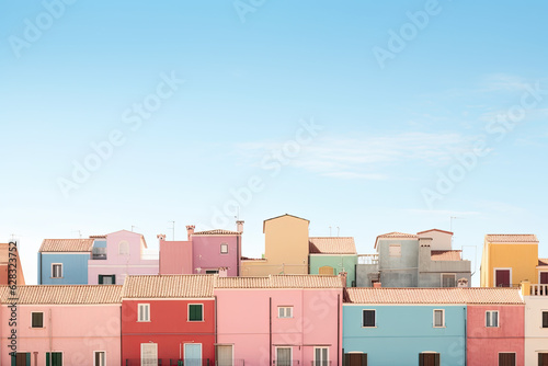 Colourful small town with clean background, pastel colour design