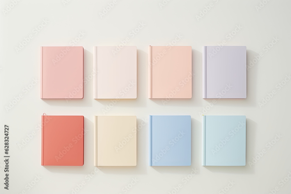Colourful paper notebooks, simple and clean design Colourful paper notebooks, simple and clean design