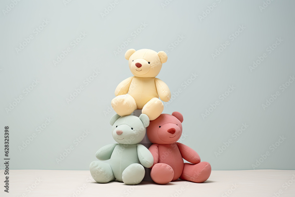 Colourful teddy bear dolls on a clean background Colourful teddy bear dolls on a clean background