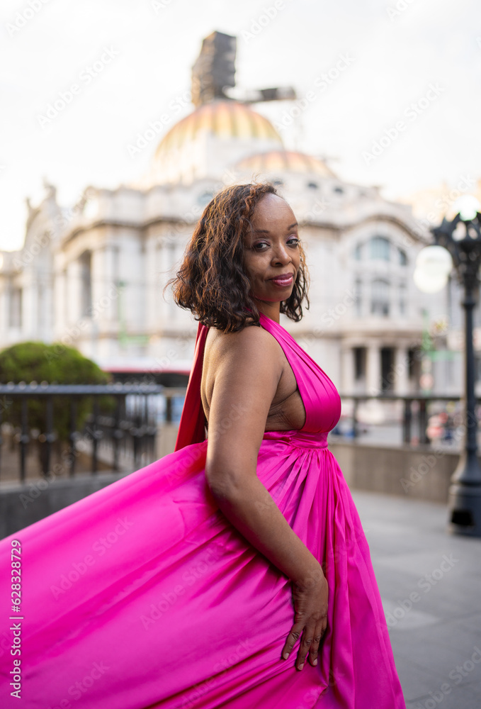 elegant black girl wearing a dress