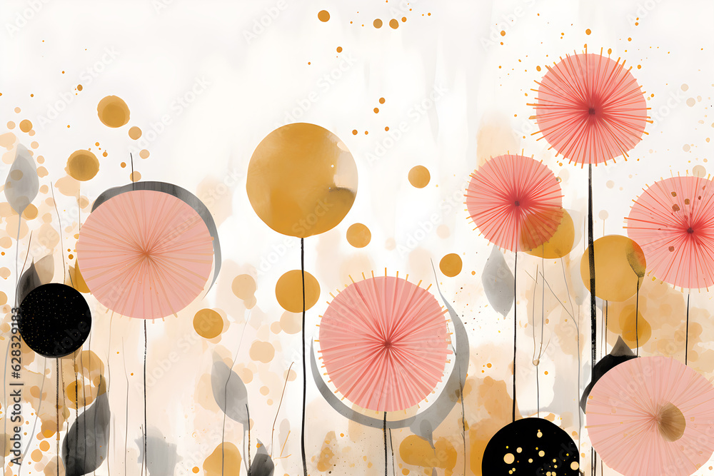 pink floral abstract painting background, AI generate