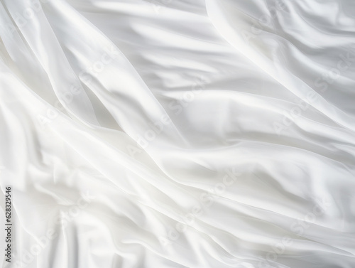 White satin background. Wrinkled fabric effect.