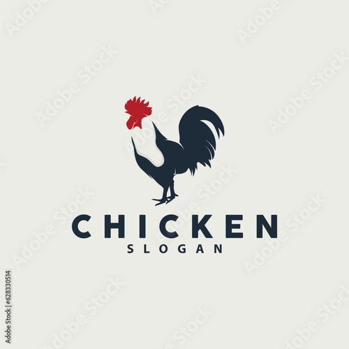 Chicken Logo, For Roast Chicken Restaurant, Farm Vector, Simple Minimalist Design For Restaurant Food Business