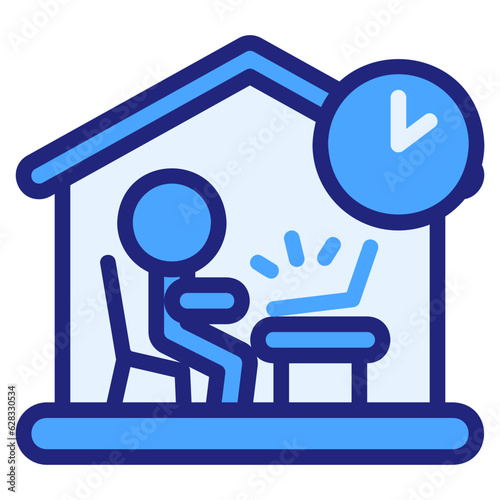  Working hours blue style icon