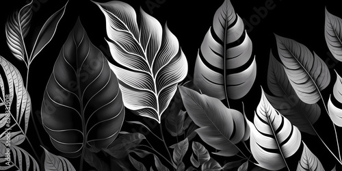 Monochrome Leaves | AI Generative