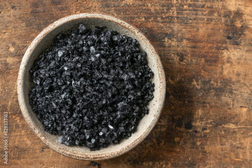 Black Lava Salt in a Bowl