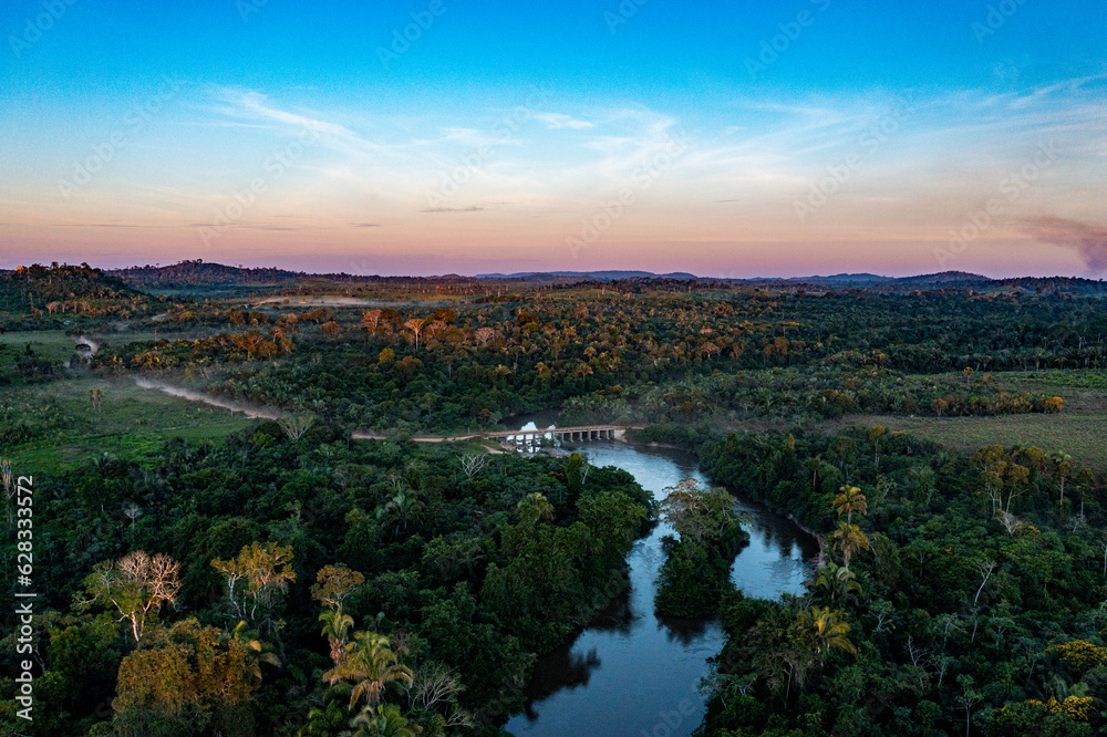 sunset over the river