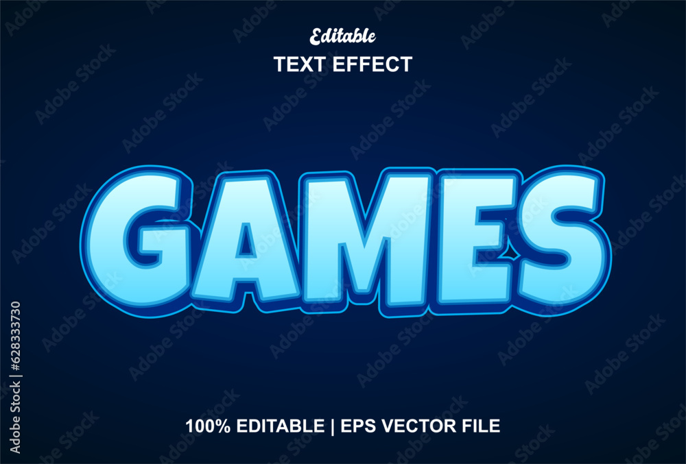 games text effect with blue color graphic style editable.