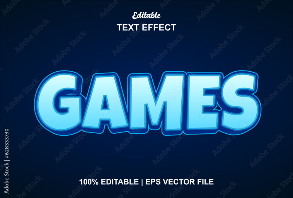 Obraz premium games text effect with blue color graphic style editable.