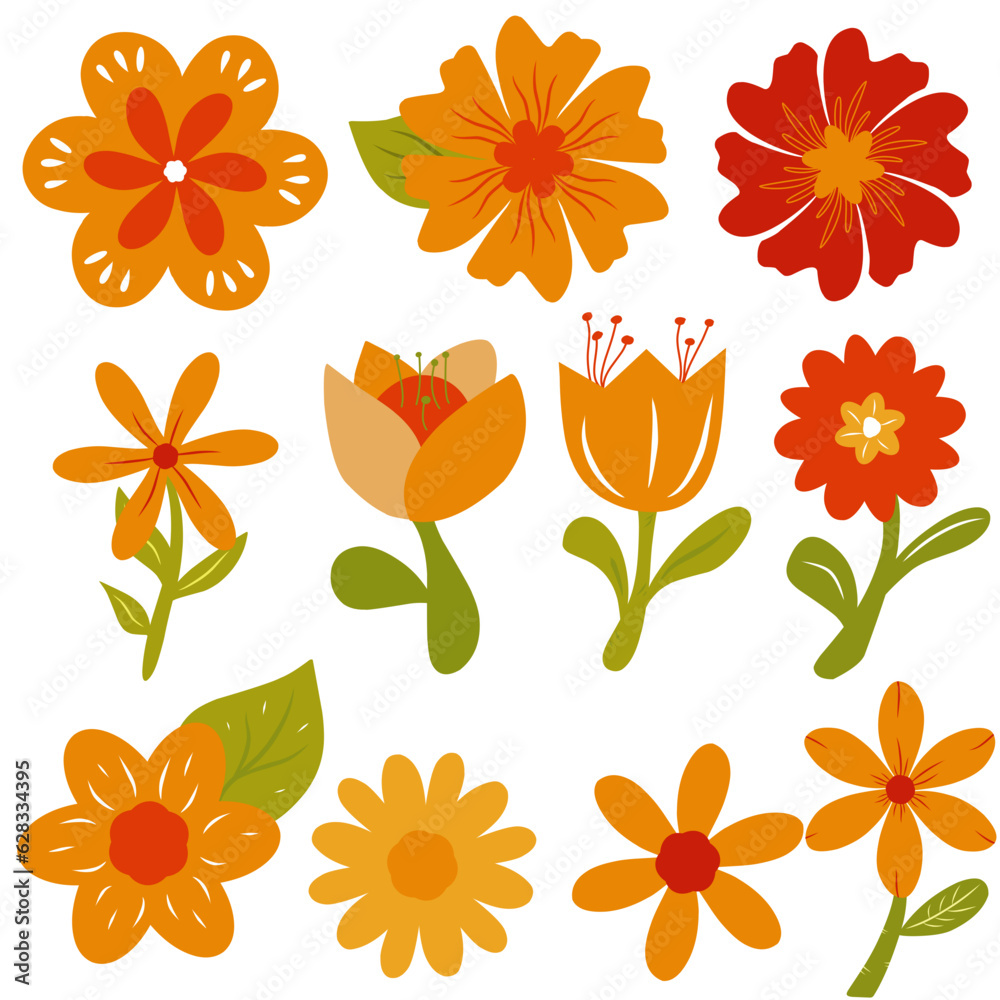 Obraz premium set of spring flowers vector