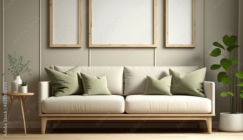 Mockup empty 1 blank landscape wood picture frames sit Generative Ai Mockup empty 1 blank landscape wood picture frames sit Generative Ai