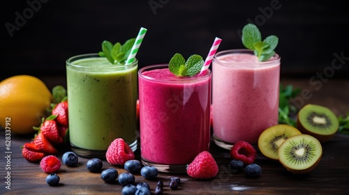 Wallpaper Mural trend of drink and beverages, smoothie healthy mixed vegetable fruit. background for banner. Torontodigital.ca