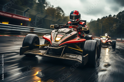 Sports car racing motion blur, generative ai © FrankBoston